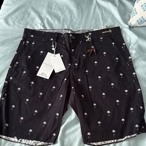 Black Palm Tree Print Shorts